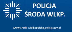 logo policji i napis policja Środa WLkp.